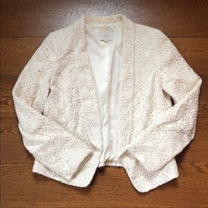 LOFT Cream Lace Overlay Summer Blazer Jacket 10